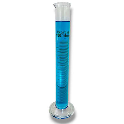 PROBETA DE VIDRIO 100 ML GRADUADA BASE REDONDA PRECISION +/- 1 ML