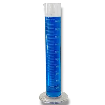 PROBETA DE VIDRIO 2000 ML GRADUADA BASE REDONDA PRECISION +/- 20 ML