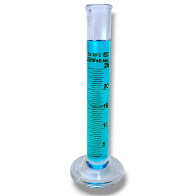 PROBETA DE VIDRIO 25 ML GRADUADA BASE REDONDA PRECISION +/- 0.5 ML