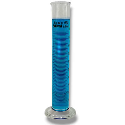 PROBETA DE VIDRIO 500 ML GRADUADA BASE REDONDA PRECISION +/- 5 ML