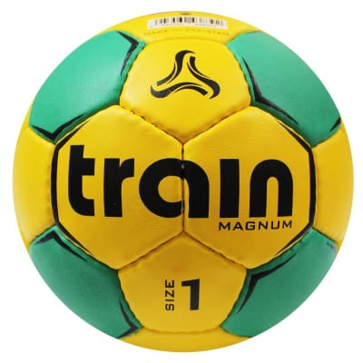 BALON DE HANDBALL TRAIN MAGNUM CUERO PU AMARILLO-VERDE