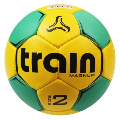 BALON DE HANDBALL TRAIN MAGNUM CUERO PU AMARILLO-VERDE