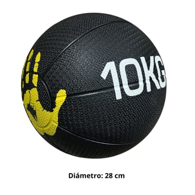 BALON MEDICINAL DE GOMA CON REBOTE 10 KILOS NEGRO-AMARILL1