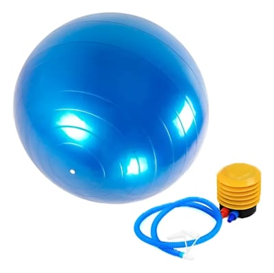 BALON PILATES 75 CM CON INFLADOR COLOR AZUL