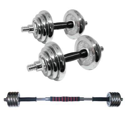 SET DE MANCUERNAS CROMADAS 20 KILOS CON ACOPLE SET DE MANCUERNAS CROMADAS 20 KILOS CON ACOPLE