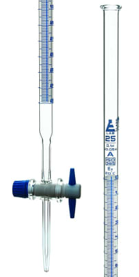 BURETA LINEA AZUL 25 ML LLAVE DE TEFLON CLASE A DIVISION 0,1 ML1