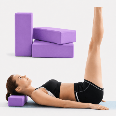 PACK 3 UNIDADES DE LADRILLOS DE YOGA GOMA EVA COLOR MORADO