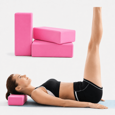 PACK 3 UNIDADES DE LADRILLOS DE YOGA GOMA EVA COLOR ROSADO