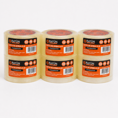 PACK DE 6 CINTAS DE EMBALAJE TRANSPARENTE 100 MT X 48 MM