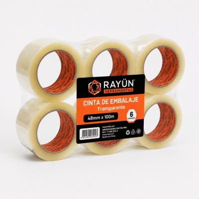 PACK DE 6 CINTAS DE EMBALAJE TRANSPARENTE 100 MT X 48 MM