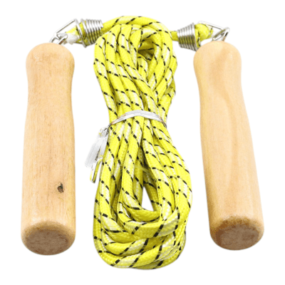 CUERDA DE SALTO NYLON RESISTENTE MANGO MADERA CON DESTORCEDOR