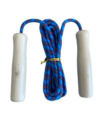 SET DE 10 CUERDAS DE SALTO NYLON Y MANGO MADERA AZUL-ROJO SET DE 10 CUERDAS DE SALTO NYLON Y MANGO MADERA AZUL-ROJO