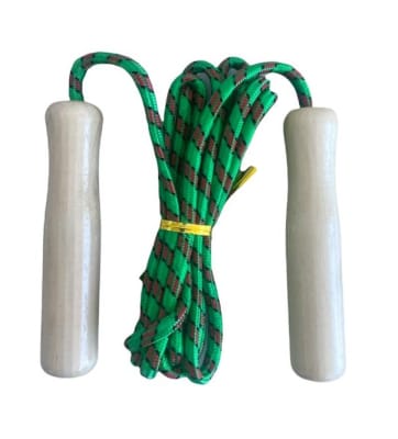 SET DE 10 CUERDAS DE SALTO NYLON Y MANGO MADERA VERDE-ROJO SET DE 10 CUERDAS DE SALTO NYLON Y MANGO MADERA VERDE-ROJO