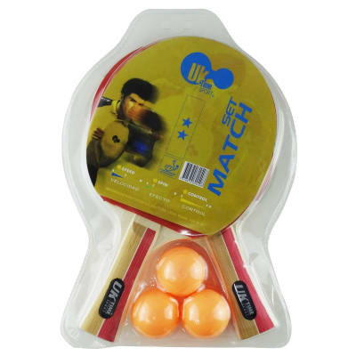 SET DE 2 PALETAS Y 3 PELOTAS DE PING PONG 2 ESTRELLAS UKTIME MATCH