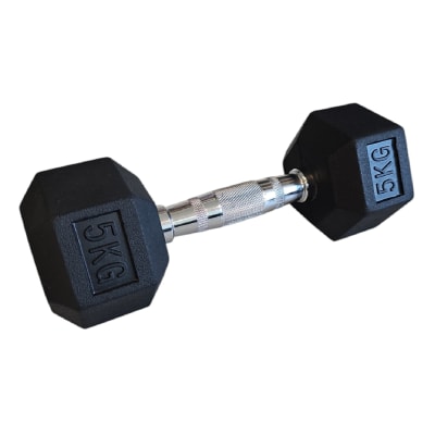 MANCUERNA HEXAGONAL FIERRO MANGO CROMADO 5 KG UNIDAD