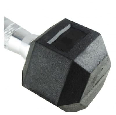 PAR DE MANCUERNAS HEXAGONALES FIERRO MANGO CROMADO 10 KG