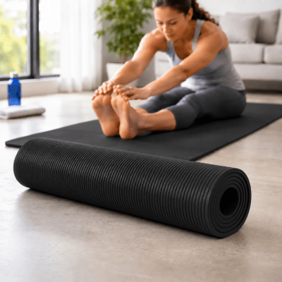 MAT DE YOGA DE 10 MM ESPUMA NBR CON BOLSO NEGRO