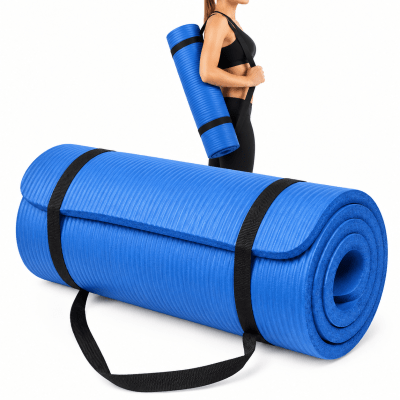 MAT DE YOGA DE 20 MM ESPUMA NBR EXTRA GRUESA CON STRAP AZUL1