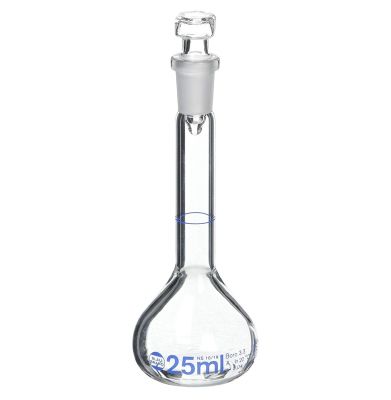 MATRAZ AFORADO DE 25 ML TAPA PLASTICA CLASE A MATRAZ AFORADO DE 25 ML TAPA PLASTICA CLASE A