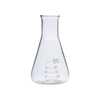 ERLENMEYER GRADUADO  DE 50 ML BOCA DE 20 MM VIDRIO BOROSILICATO 