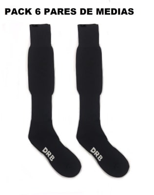 PACK 6 PARES DE MEDIAS DE FUTBOL DRB COLOR NEGRO TALLA ADULTO (39-43)