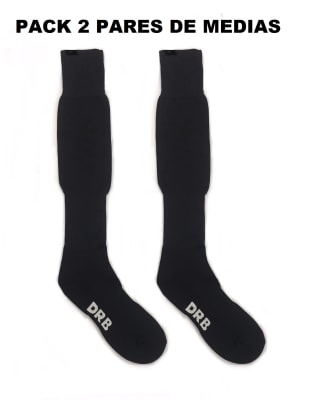 PACK 2 PARES DE MEDIAS DE FUTBOL DRB COLOR NEGRO TALLA ADULTO (39-43)