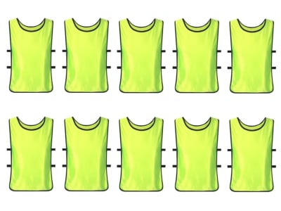 PACK 10 PETOS DEPORTIVOS ABIERTO CON ELASTICOS TALLA L ADULTO AMARILLO FLUOR