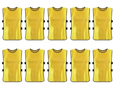 PACK 10 PETOS DEPORTIVOS ABIERTO CON ELASTICOS TALLA L ADULTO AMARILLO