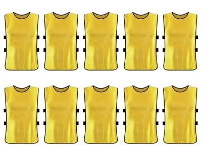 PACK 10 PETOS DEPORTIVOS ABIERTO CON ELASTICOS TALLA S-M ADULTO AMARILLO