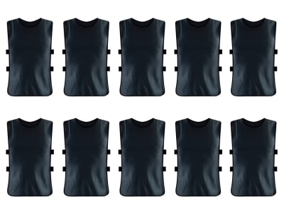 PACK 10 PETOS DEPORTIVOS ABIERTO CON ELASTICOS TALLA L ADULTO NEGRO