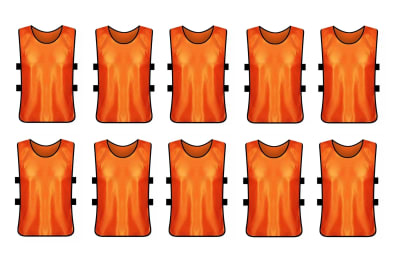 PACK 10 PETOS DEPORTIVOS ABIERTO CON ELASTICOS TALLA L ADULTO NARANJA