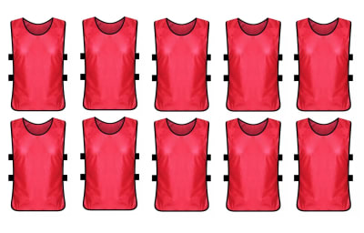 PACK 10 PETOS DEPORTIVOS ABIERTO CON ELASTICOS TALLA L ADULTO ROJO