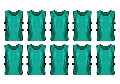 PACK 10 PETOS DEPORTIVOS ABIERTO CON ELASTICOS TALLA L ADULTO VERDE1