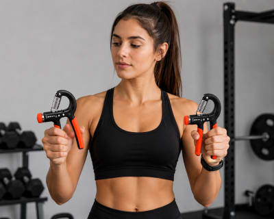 PACK DE 2 UNIDADES HANDGRIP AJUSTABLES 5-60 KG NEGRO-NARANJA