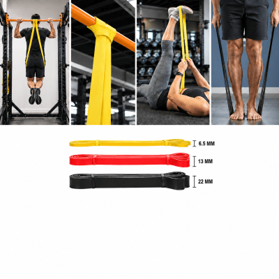 PACK DE 3 BANDAS ELASTICAS POWER BAND (AMARILLO-ROJO-NEGRO)
