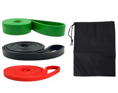 PACK DE 3 BANDAS ELASTICAS POWER BAND (ROJO-NEGRO-VERDE) CON BOLSO1