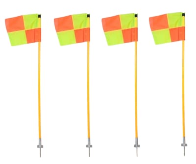 SET DE 4 BANDERINES DE CORNER CON POSTES CON ESTACA Y RESORTE + BANDERAS