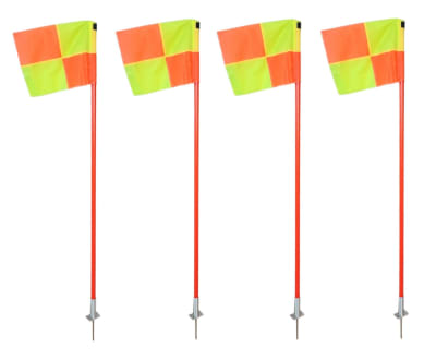 PACK DE 4 BANDERINES DE CORNER POSTE COLOR NARANJA CON BANDERA