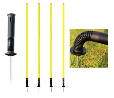 PACK DE 4 POSTES DE ENTRENAMIENTO CON ESTACA Y RESORTE 170 CM AMARILLO