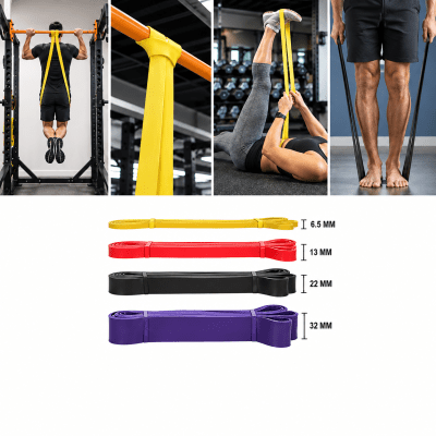 PACK DE 4 BANDAS ELASTICAS POWER BAND (AMARILLO-ROJO-NEGRO-MORADO)