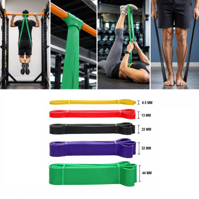 PACK DE 5 BANDAS ELASTICAS POWER BAND (AMARILLO-ROJO-NEGRO-MORADO-VERDE)