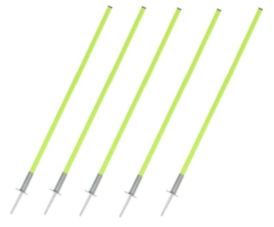 PACK DE 5 POSTES DE ENTRENAMIENTO CON ESTACA Y RESORTE  150 CM VERDE FLUOR1