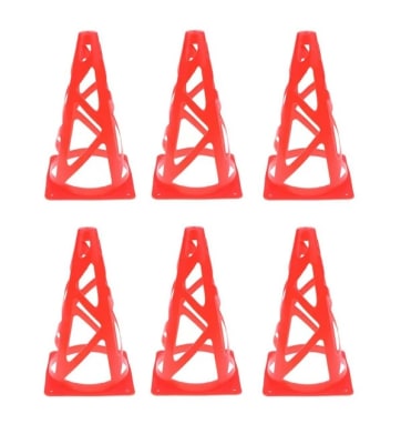 PACK DE 6 CONOS DE ENTRENAMIENTO CONTRA VIENTO 23 CM ROJO