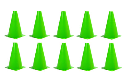 PACK DE 10 CONOS DE ENTRENAMIENTO DE 23 CM COLOR VERDE