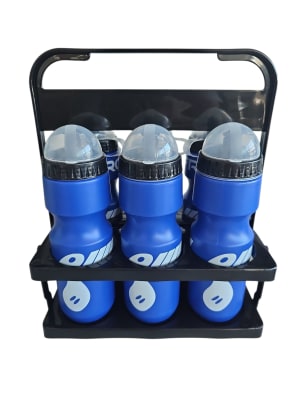 PACK 6 BOTELLAS DE HIDRATACION COLOR AZUL CON CANASTA PORTA BOTELLAS