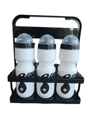 PACK 6 BOTELLAS DE HIDRATACION COLOR BLANCO CON CANASTA PORTA BOTELLAS