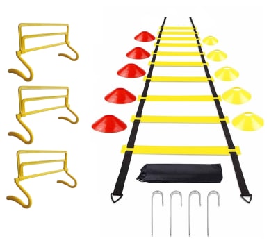 PACK ESCALERA COORDINACION 6 METROS + 3 VALLAS REGULABLES + 10 CONOS LENTEJA