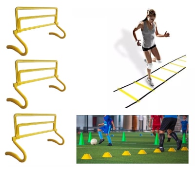 PACK ESCALERA COORDINACION 6 METROS + 3 VALLAS REGULABLES + 10 CONOS LENTEJA