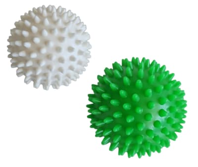 PACK 2 PELOTAS DE MASAJE ERIZO RIGIDAS 7.5 Y 9 CM BLANCO-VERDE