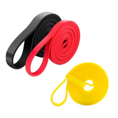 PACK DE 3 BANDAS ELASTICAS POWER BAND (AMARILLO-ROJO-NEGRO) CON BOLSO